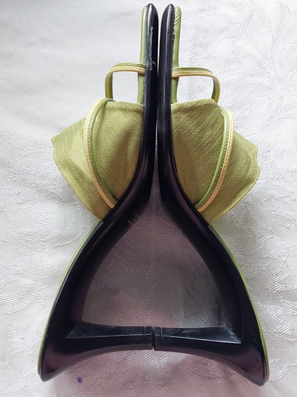 Italian Shoemakers Women's Size 10 Green Satin Mules Made In Italy - Picture 5 of 8